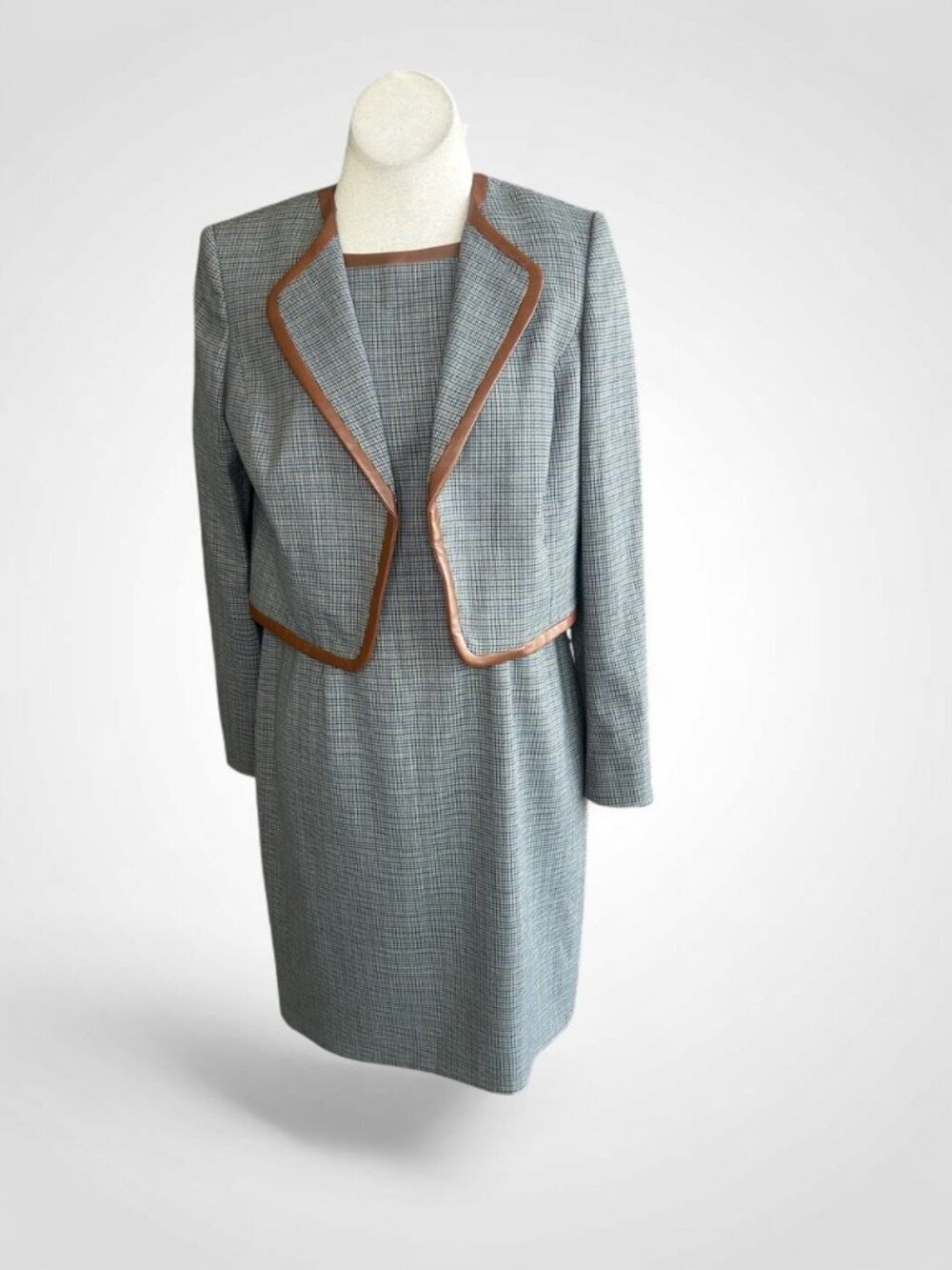 Albert Nipon Jacket Dress Mini Houndstooth Classic Business Size 10